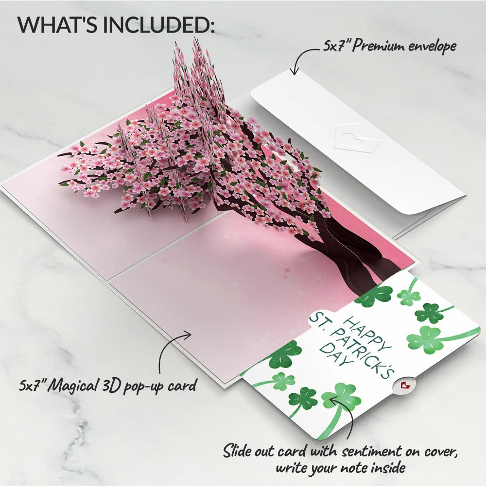 Cherry Blossom Branches in Bloom St. Patrick’s Day Pop-Up Card and Sentiment Set