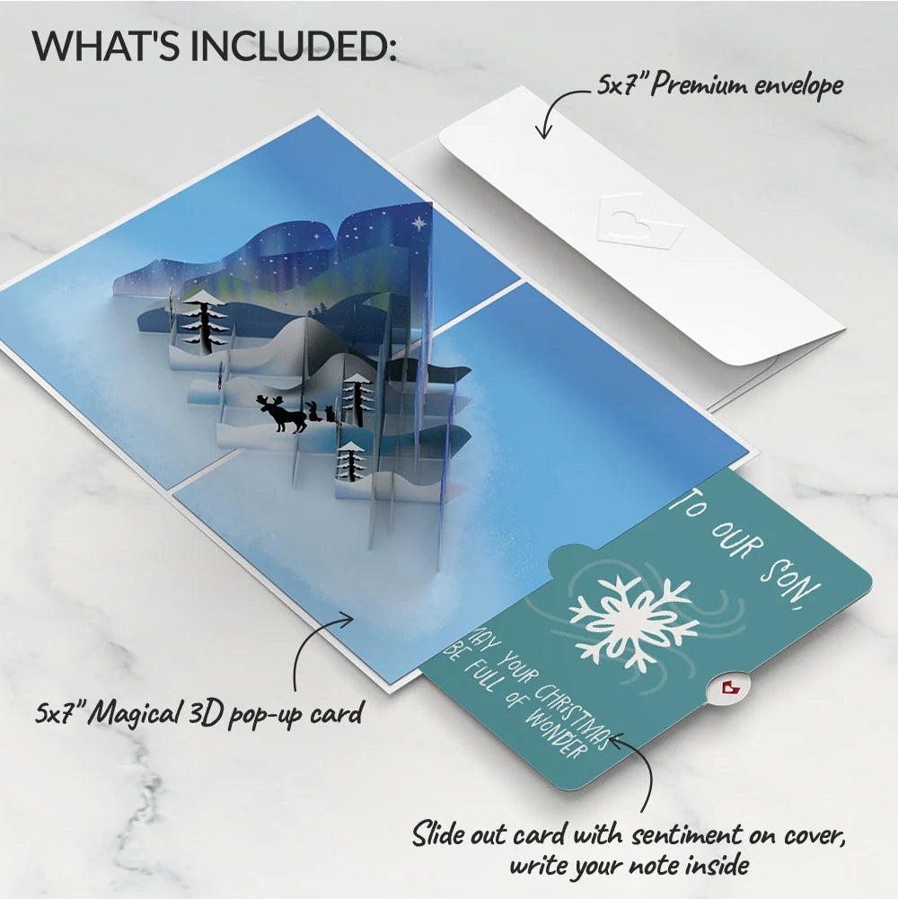 Winter Borealis Scene Pop-Up Card and Sentiment Set for Son
