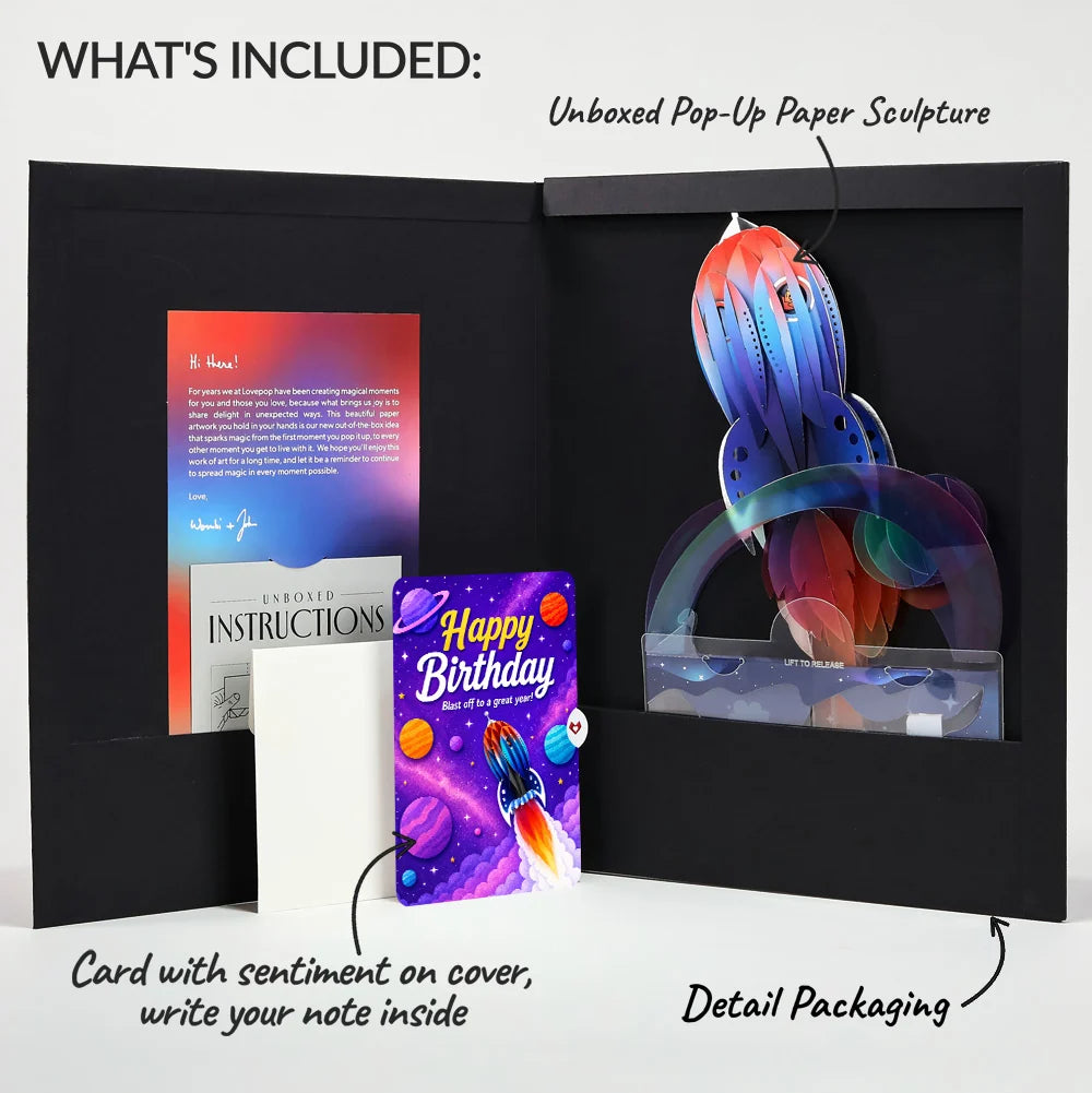Rocket Ship Birthday Unboxed Pop-Up Paper Sculpture and Sentiment Set