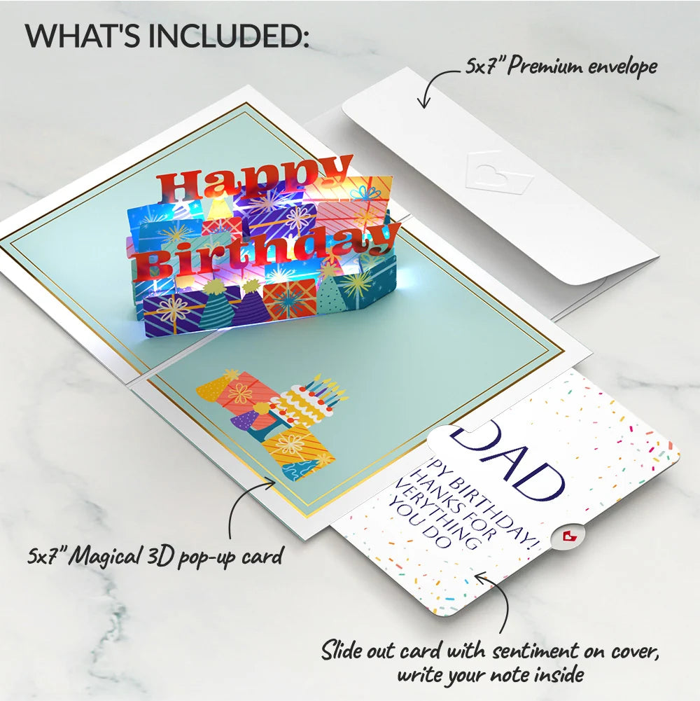 Wishing You a Happy Birthday Music and Lights Pop-Up Card and Sentiment Set for Dad