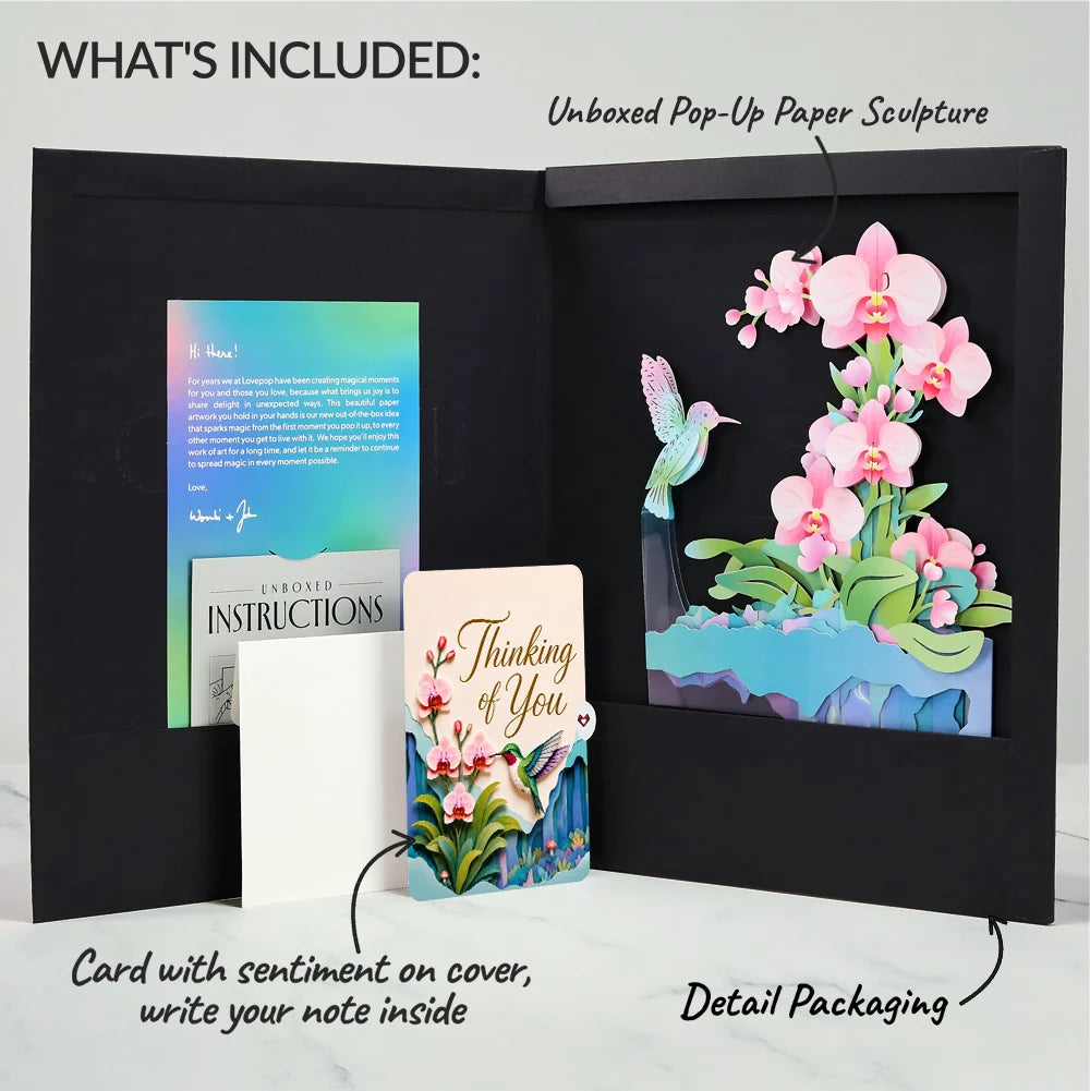 Hummingbird Thinking of You Unboxed Pop-Up Paper Sculpture and Sentiment Set