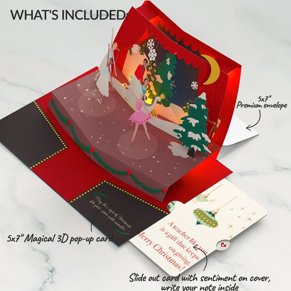 The Nutcracker Christmas Magic Music and Lights Pop-Up Card and Sentiment Set for Teacher
