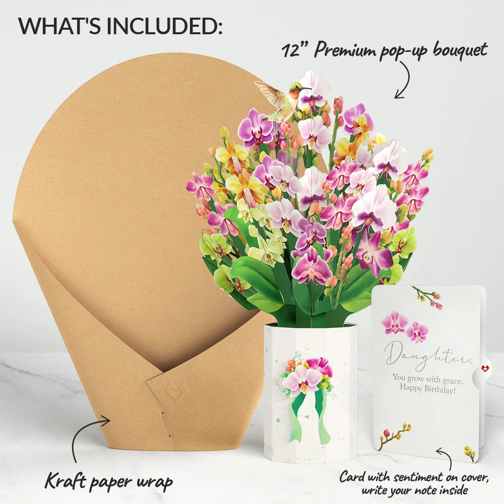 Orchid Birthday Bouquet and Sentiment Set for Daughter