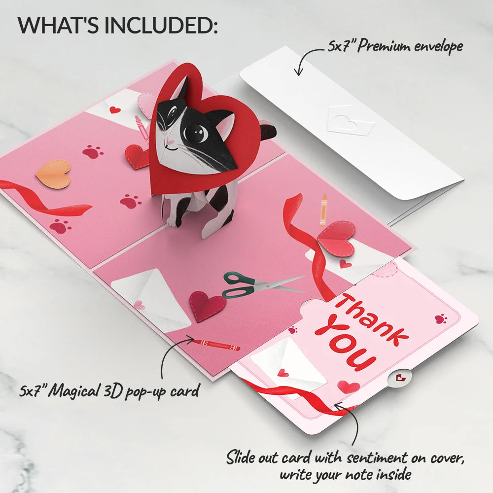 Crafty Love Cat Thank You Pop-Up Card and Sentiment Set
