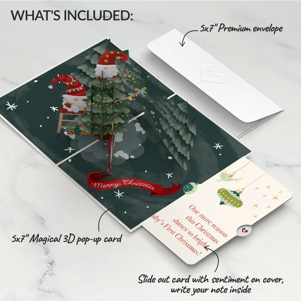 Christmas Gnomes Pop-Up Card and Sentiment Set for Baby