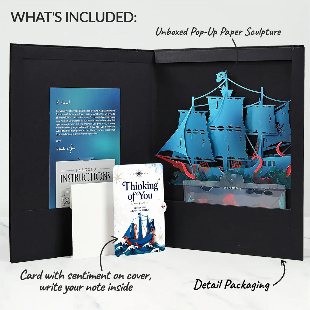 Pirate Ship Thinking of You Unboxed Pop-Up Paper Sculpture and Sentiment Set