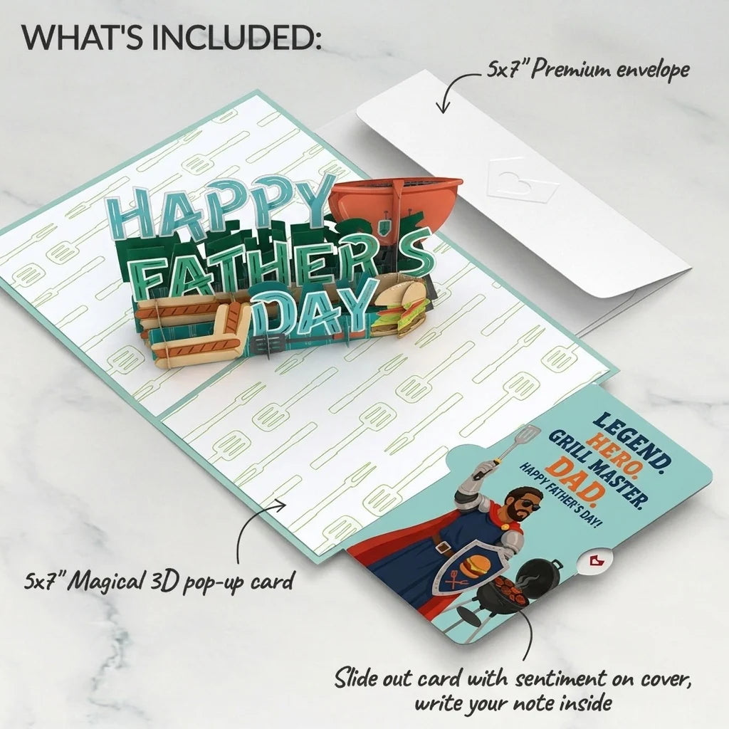Best Flippin' Dad Father's Day Pop-Up Card and Grill Master Hero Sentiment Set