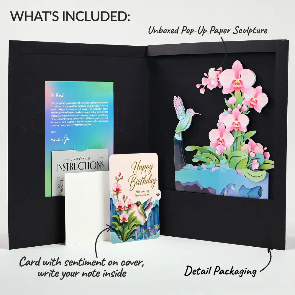 Hummingbird Birthday Unboxed Pop-Up Paper Sculpture and Sentiment Set