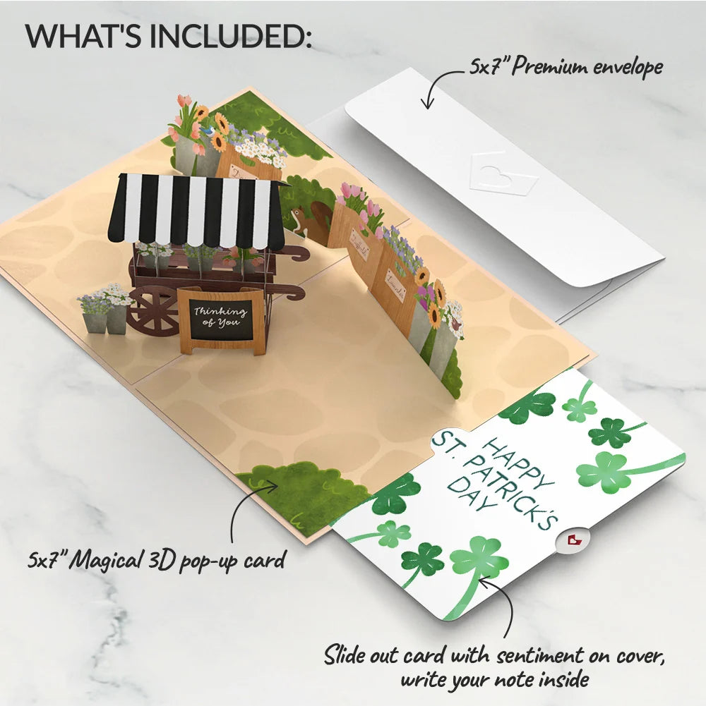Thinking of You Flower Cart St. Patrick’s Day Pop-Up Card and Sentiment Set