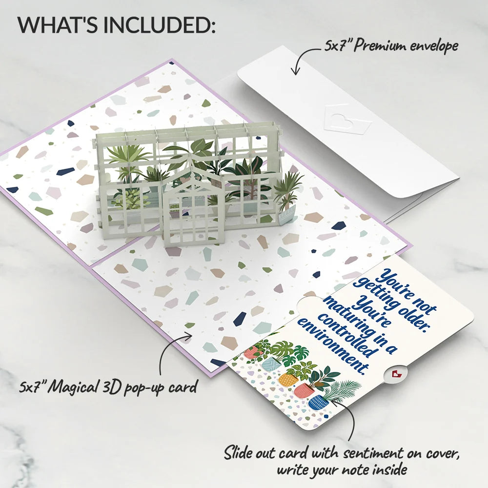 Greenhouse Garden Birthday Pop-Up Card and Controlled Plants Sentiment Set