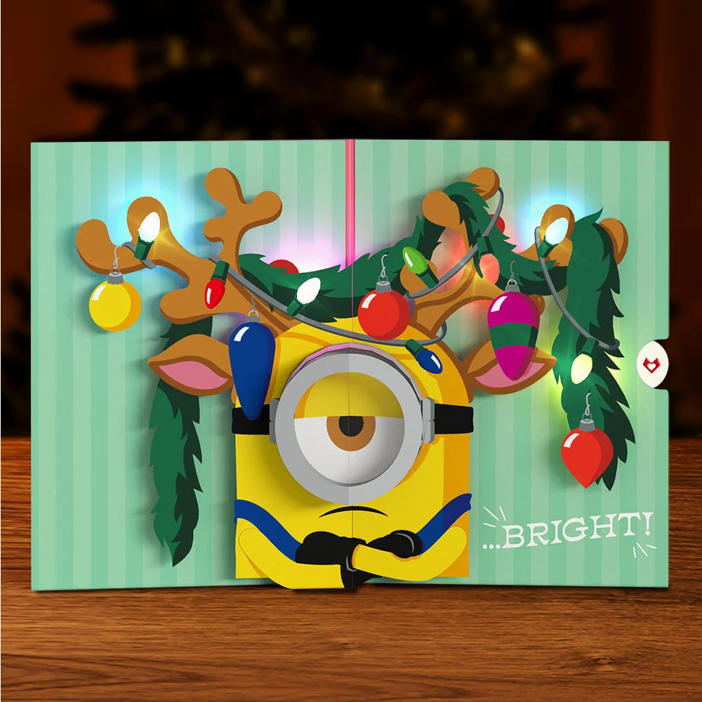 Minions Merry & Bright Light-Up Pop-Up Card