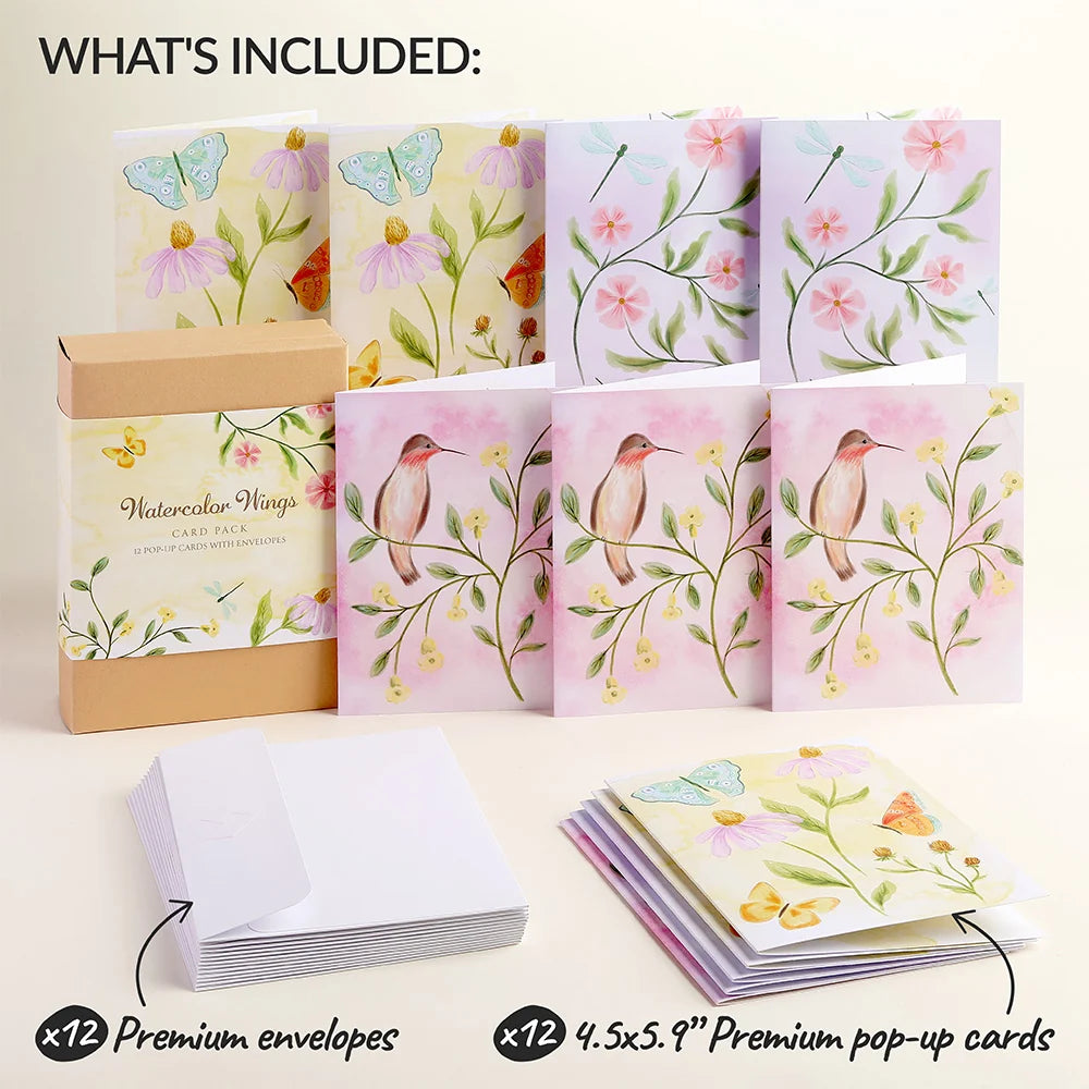 Watercolor Wings Box Set (Assorted 12-pack): Paperpop® Card