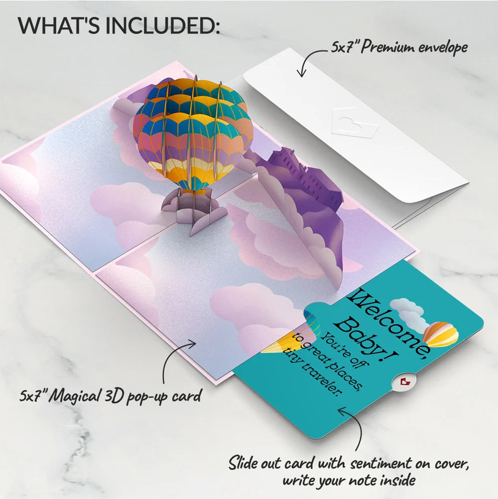 Adventure Awaits Hot Air Balloon New Baby Pop-Up Card and Sentiment Set
