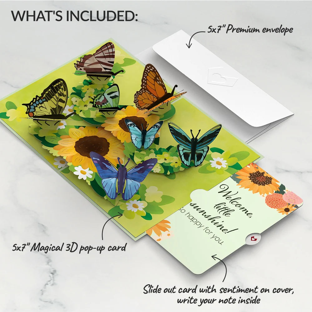 Sunflower Butterflies New Baby Pop-Up Card and Sentiment Set
