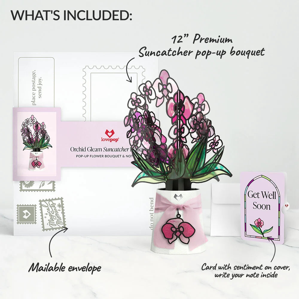 Orchid Gleam Get Well Suncatcher Bouquet and Sentiment Set