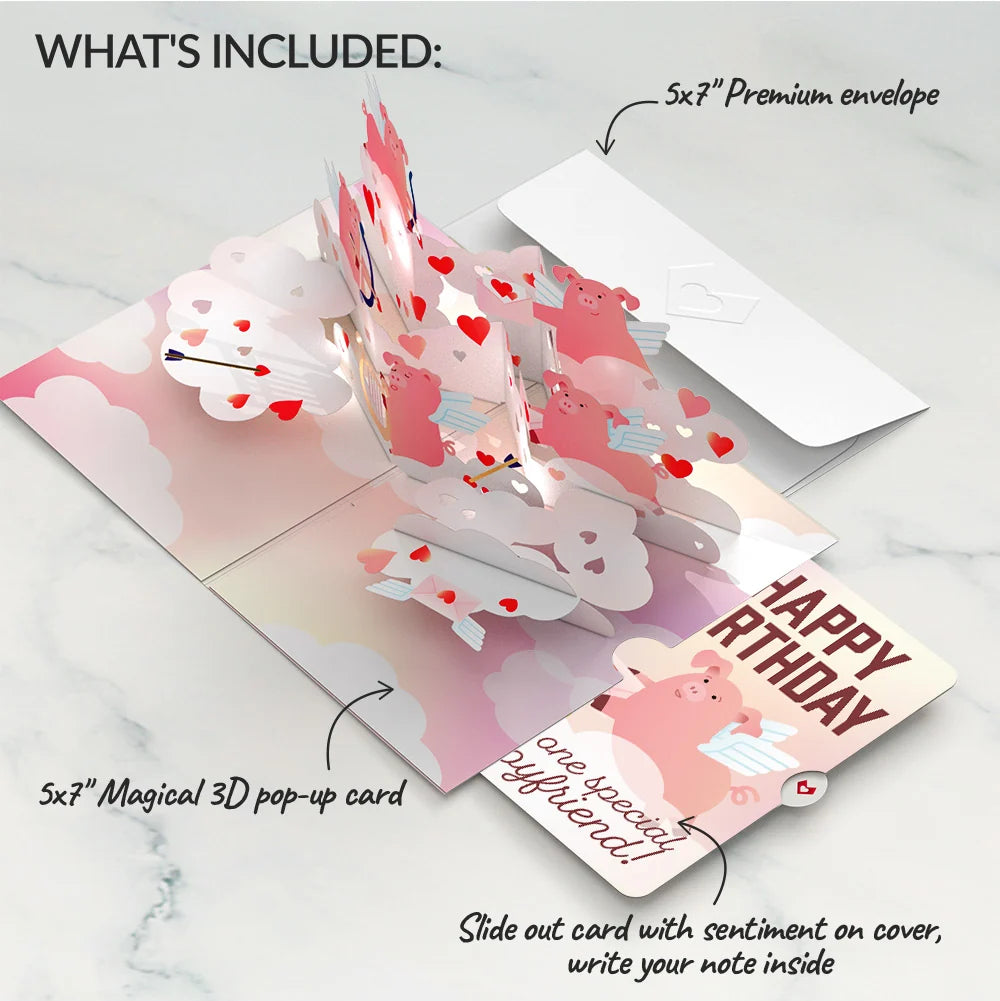 Hogs and Kisses Birthday Music and Lights Pop-Up Card and Sentiment Set for Boyfriend