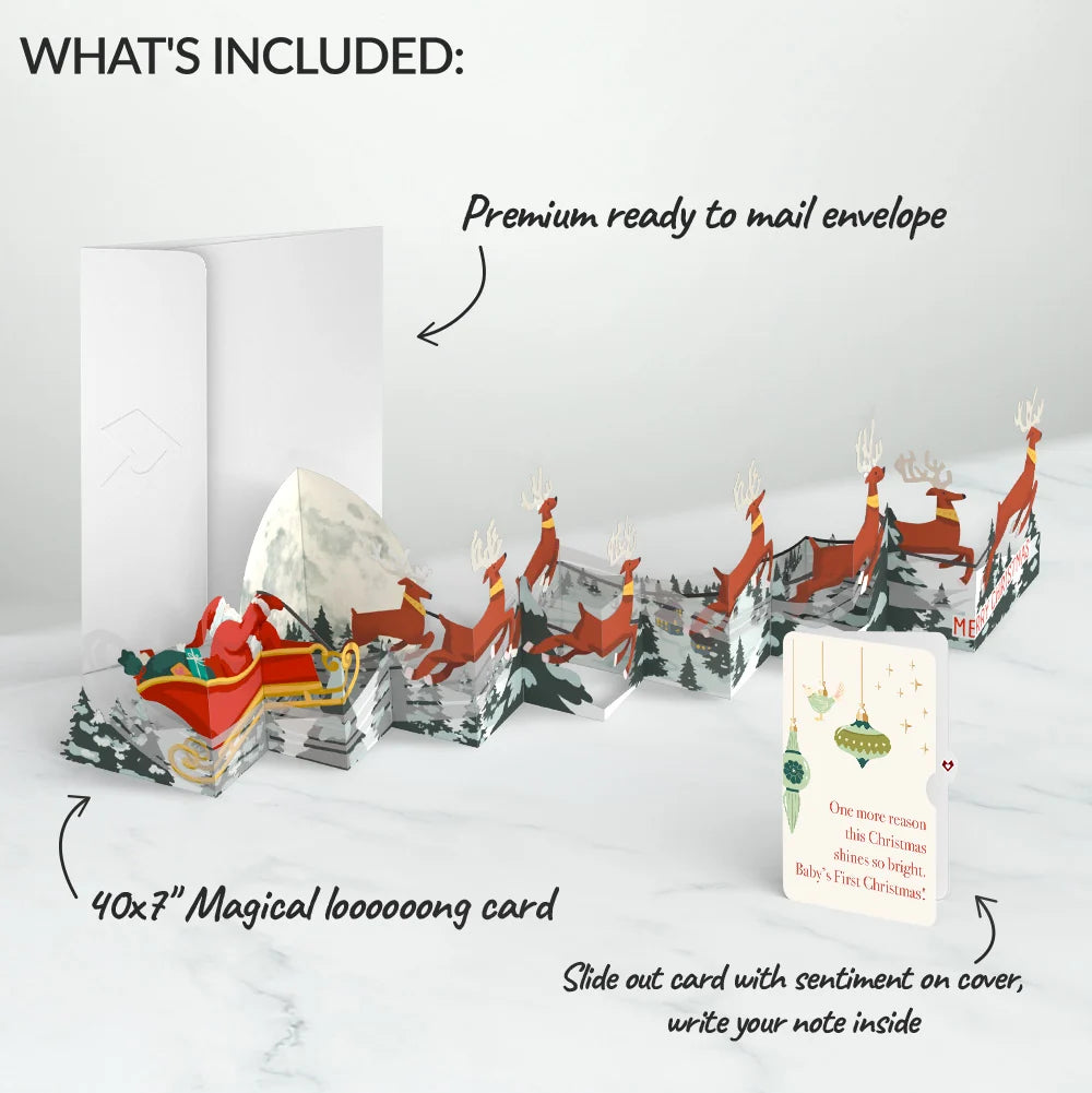 Christmas Sleigh Ride Loooooong Card™ (Expands to 2 feet) and Sentiment Set for Baby