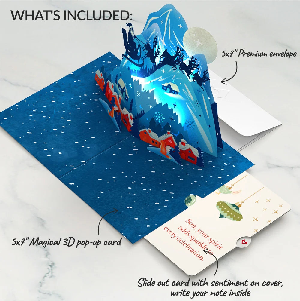 Christmas Eve Sleigh Ride Music and Lights Pop-Up Card and Sentiment Set for Son