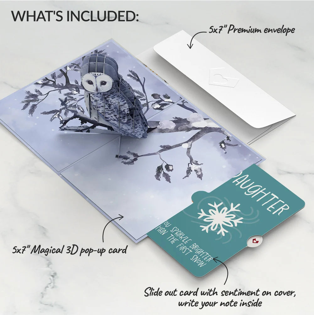 Snowy Owl Winter Pop-Up Card and Sentiment Set for Daughter