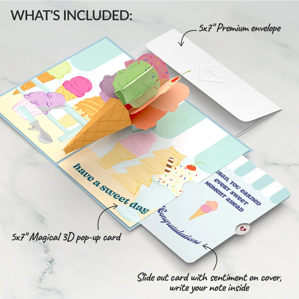 Sweet Day Ice Cream Graduation Pop-Up Card and Sentiment Set for Grad