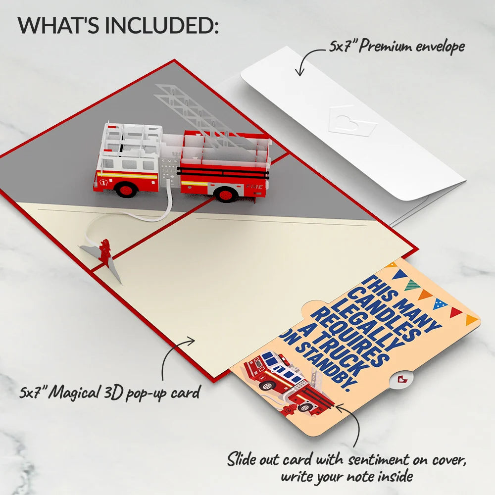 Fire Truck Birthday Pop-Up Card and Truck on Standby Sentiment Set