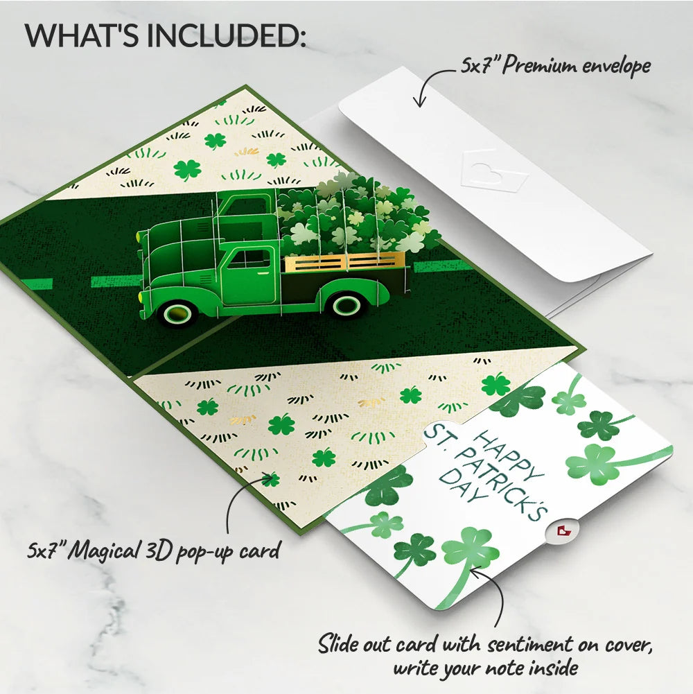 Truckloads of Luck St. Patrick’s Day Pop-Up Card and Shamrock Sprigs Sentiment Set