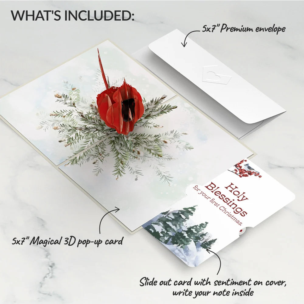 Winter Cardinal First Christmas Pop-Up Card and Sentiment Set