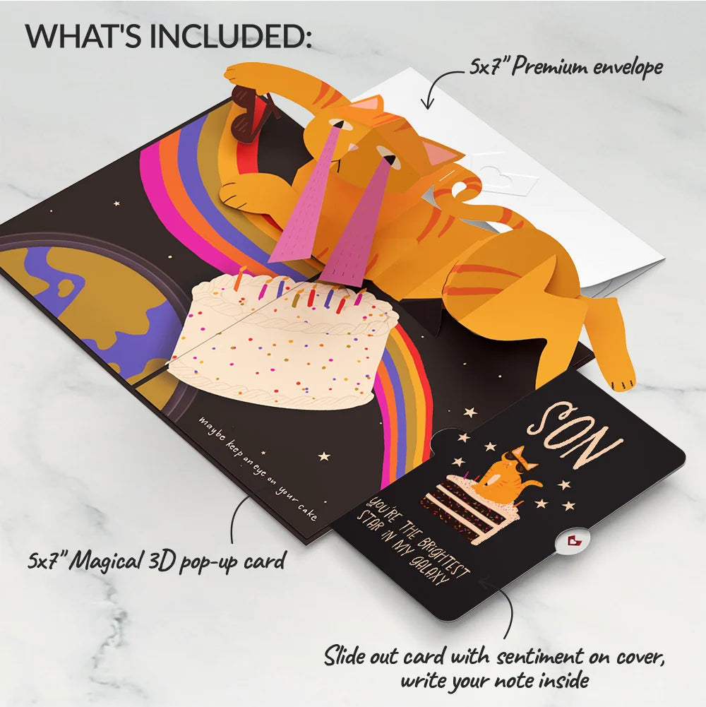 Out of this World Birthday Cat Pop-Up Card and Sentiment Set for Son