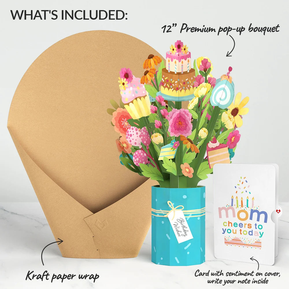 Sweet Birthday Wishes Bouquet and Sentiment Set for Mom