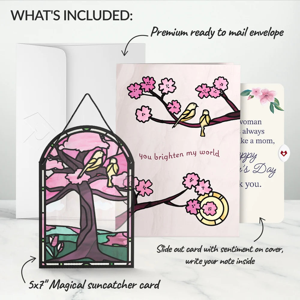 You Brighten My World Birds Mother's Day Suncatcher Card and Loved Me Like A Mom Sentiment Set