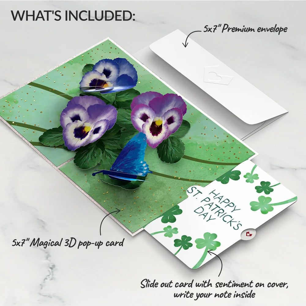 Pansies St. Patrick’s Day Pop-Up Card and Sentiment Set
