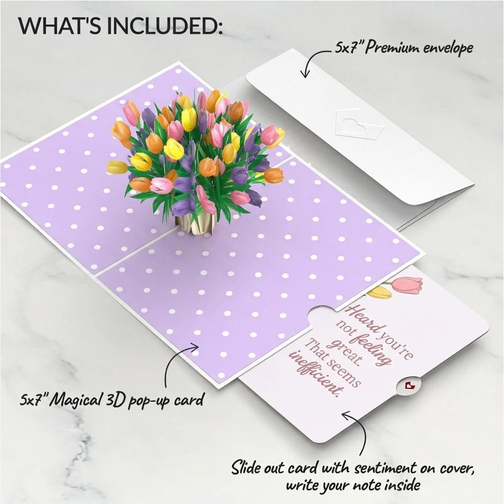 Timeless Tulips Get Well Pop-Up Card and Seems Inefficient Sentiment Set