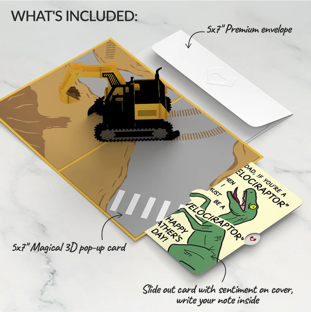 Excavator Father's Day Pop-Up Card and Velociraptor Sentiment Set