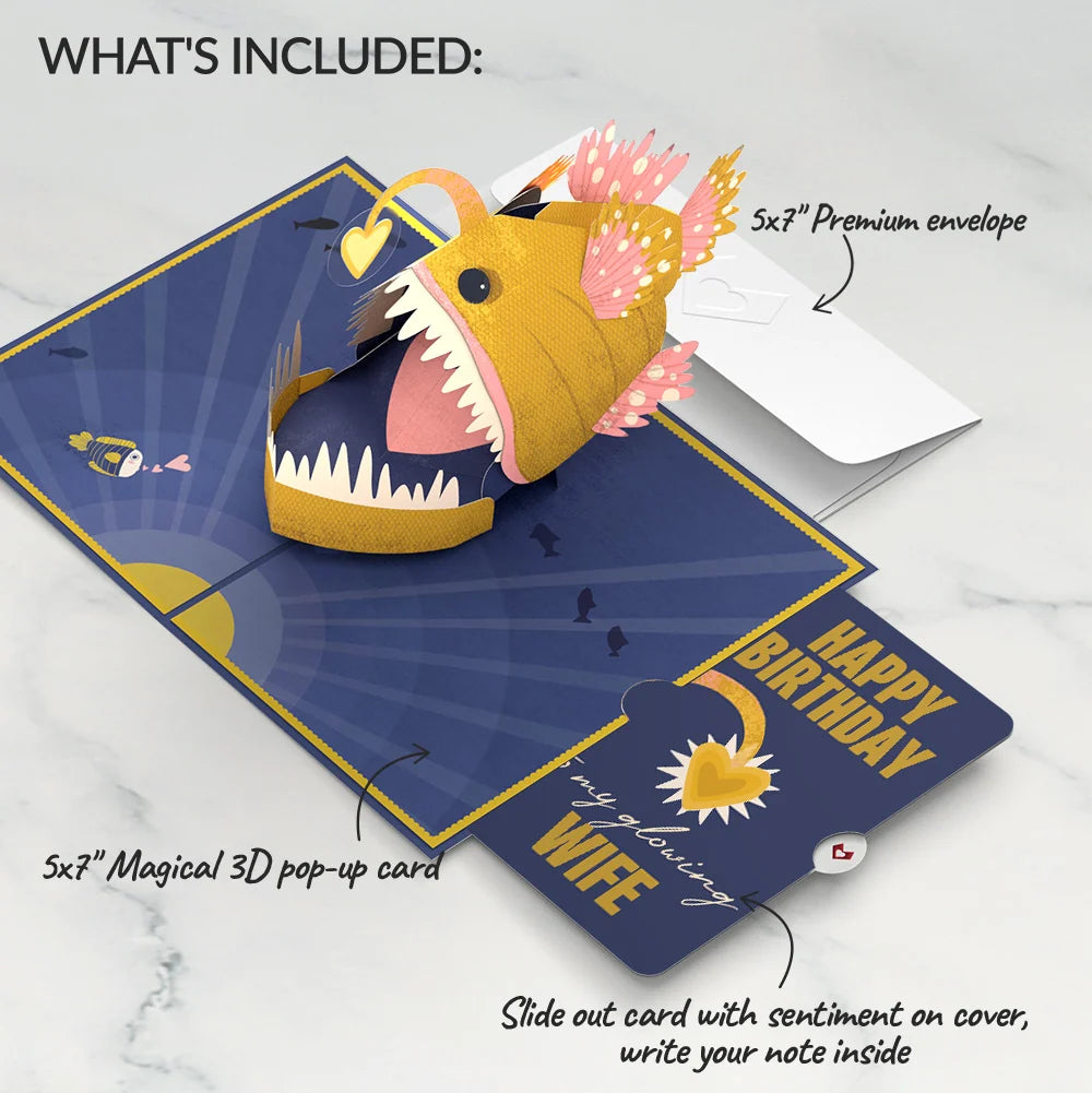 You Are My Sunshine Anglerfish Birthday Pop-Up Card and Sentiment Set for Wife
