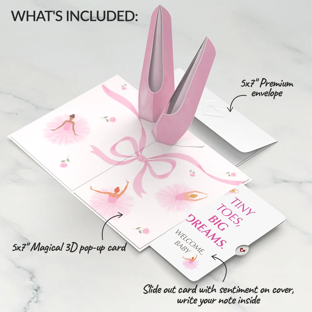 Ballet Slippers New Baby Pop-Up Card and Sentiment Set