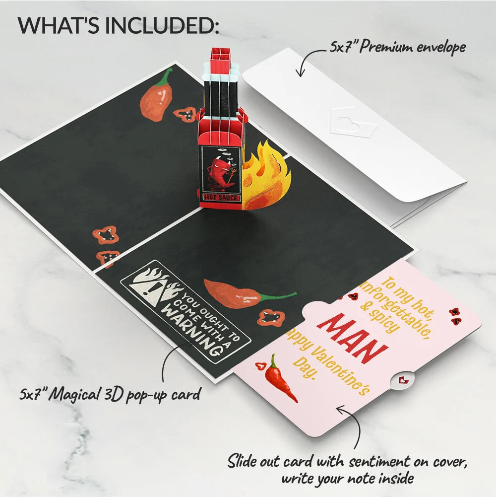 You’re So Hot - Hot Sauce Valentine Pop-Up Card and Sentiment Set for Him