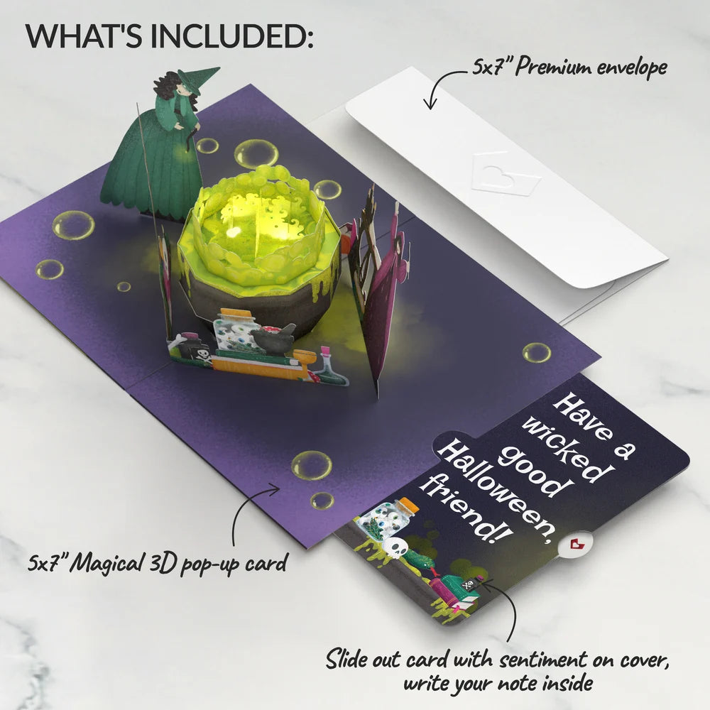 Toil and Trouble Halloween Cauldron Music and Lights Pop-Up Card and Sentiment Set for Friend