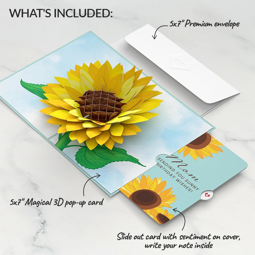 Sunflower Birthday Pop-Up Card and Sentiment Set for Mom