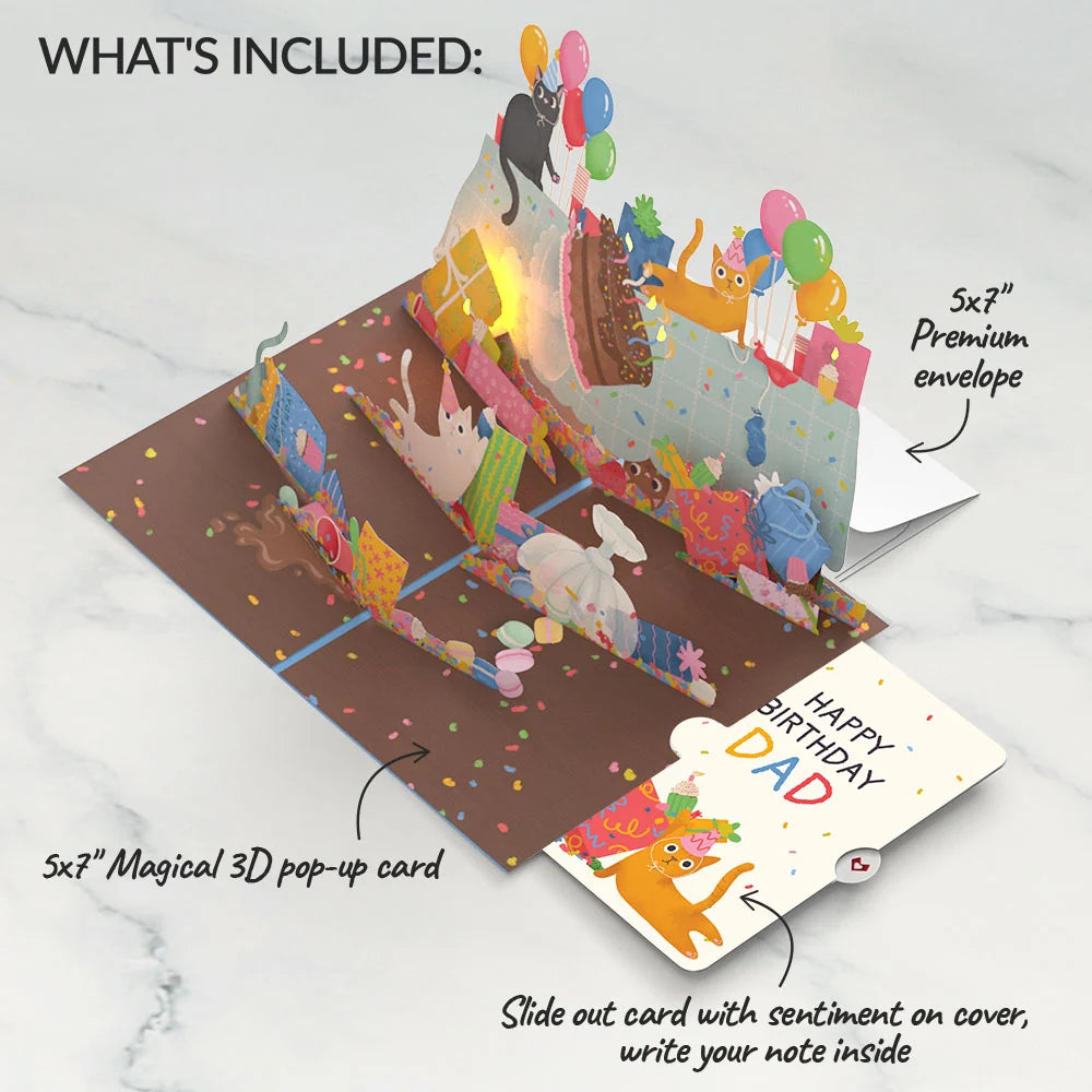 Birthday Cat-astrophe Music and Lights Pop-Up Card and Sentiment Set for Dad