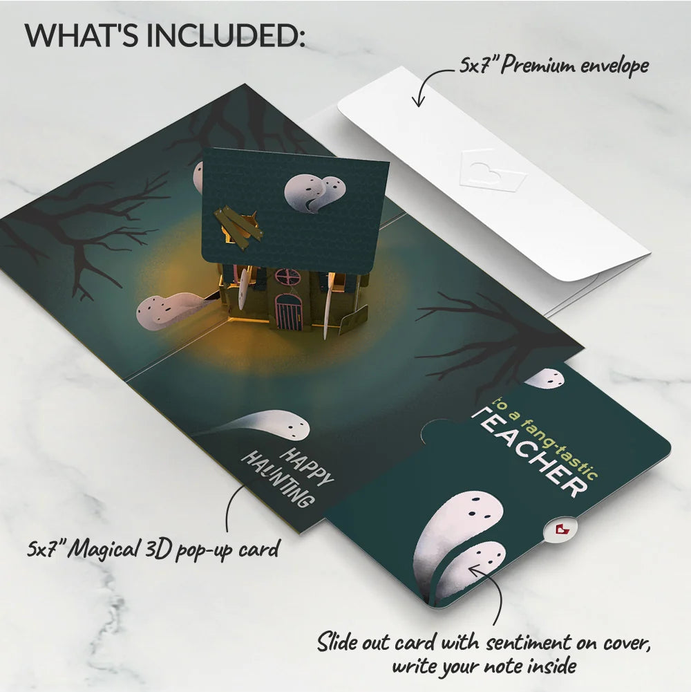 Happy Haunting Halloween Music and Lights Pop-Up Card and Sentiment Set for Teacher
