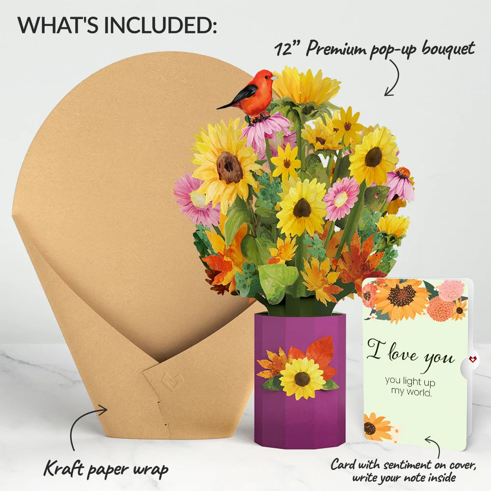 Golden Sunflower Love Bouquet and Sentiment Set