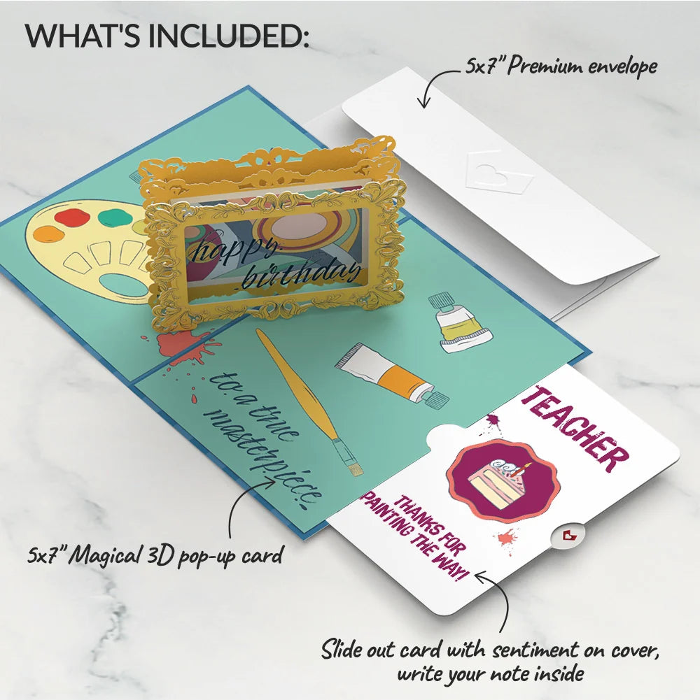 Happy Birthday to a True Masterpiece Pop-Up Card and Sentiment Set for Teacher