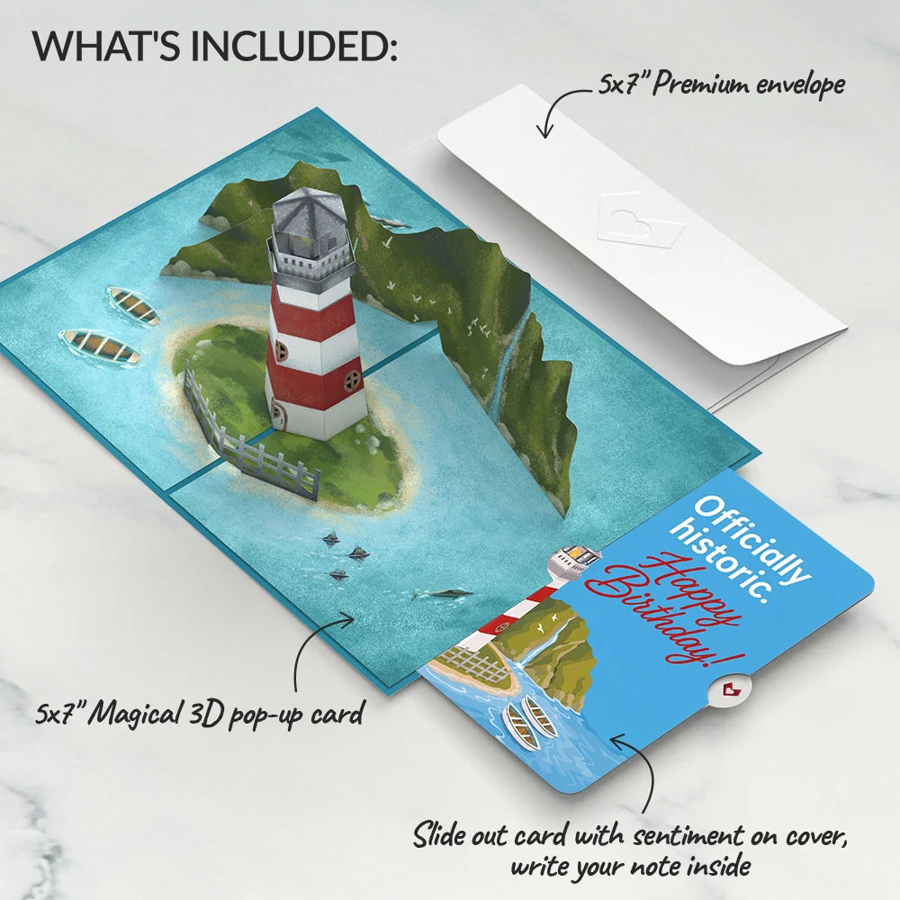 Coastal Lighthouse Birthday Pop-Up Card and Officially Historic Sentiment Set