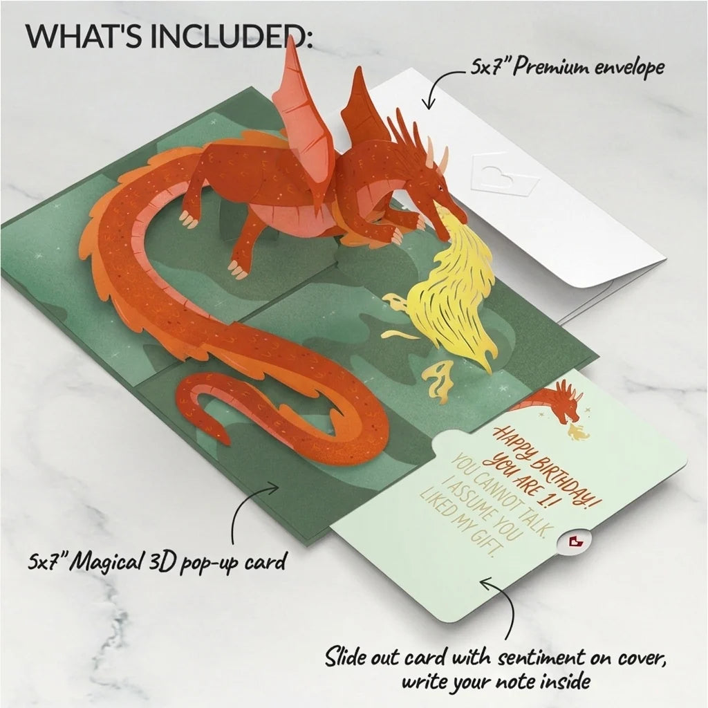 Fired Up for Your 1st Birthday Dragon Pop-Up Card and Sentiment Set