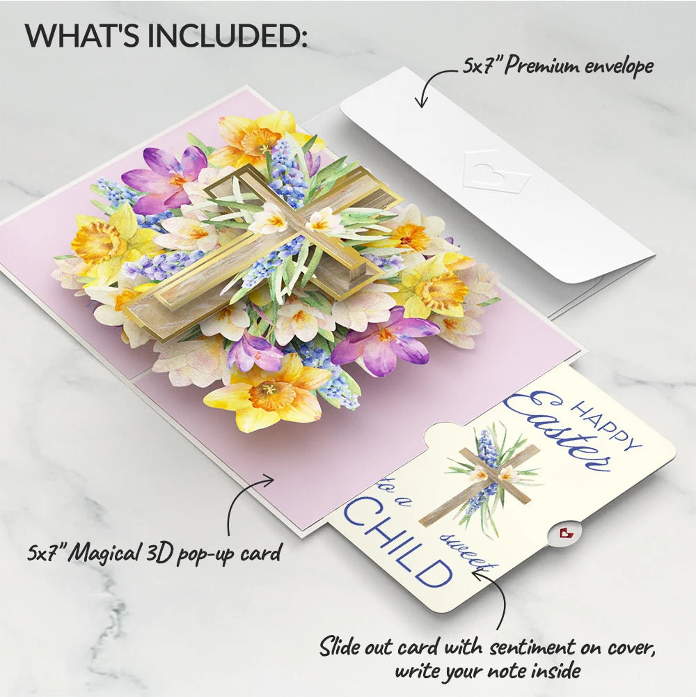 The Lord Bless You Floral Cross Easter Pop-Up Card and Sentiment Set for Kid