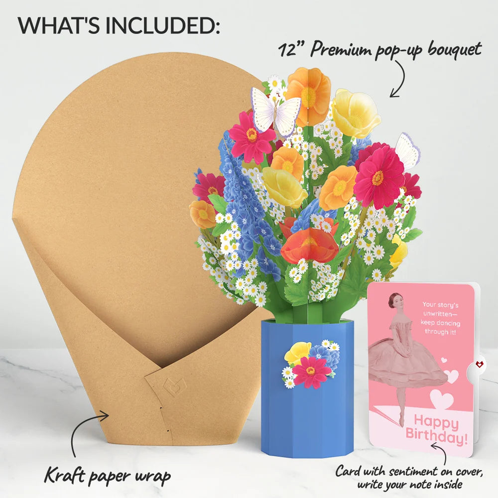 Wildflower Birthday Bouquet and Dancing Through Life Sentiment Set
