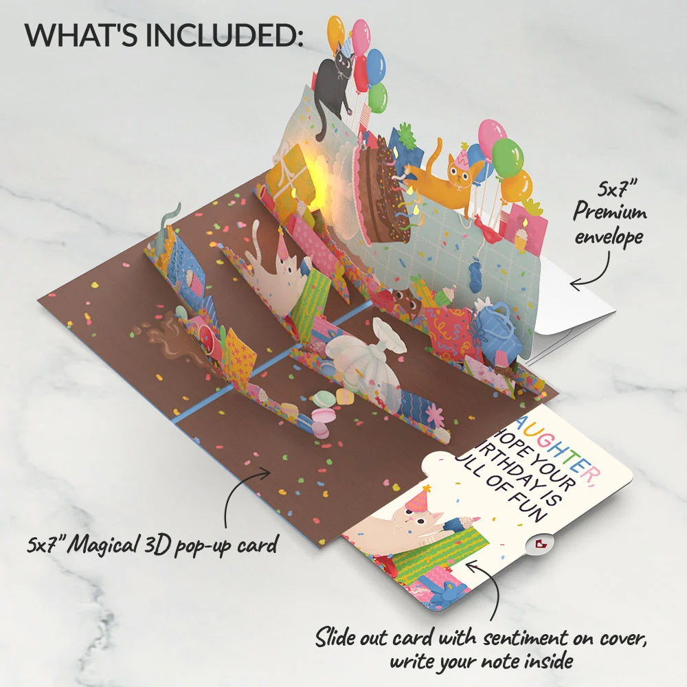 Birthday Cat-astrophe Music and Lights Pop-Up Card and Sentiment Set for Daughter