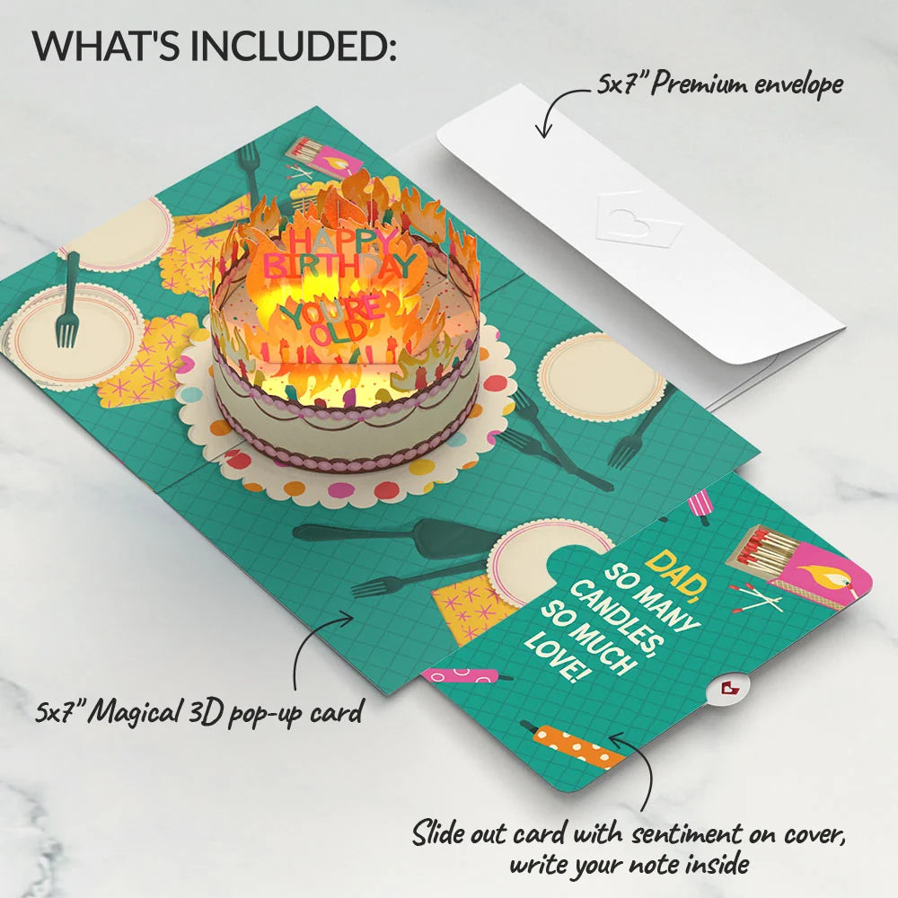 Too Many Candles Birthday Music and Lights Pop-Up Card and Sentiment Set for Dad