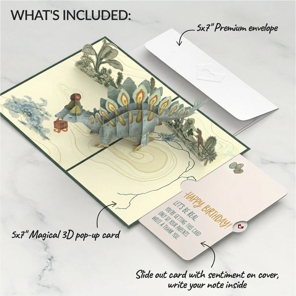Stegosaurus Birthday Pop-Up Card and Parents Thank You Sentiment Set