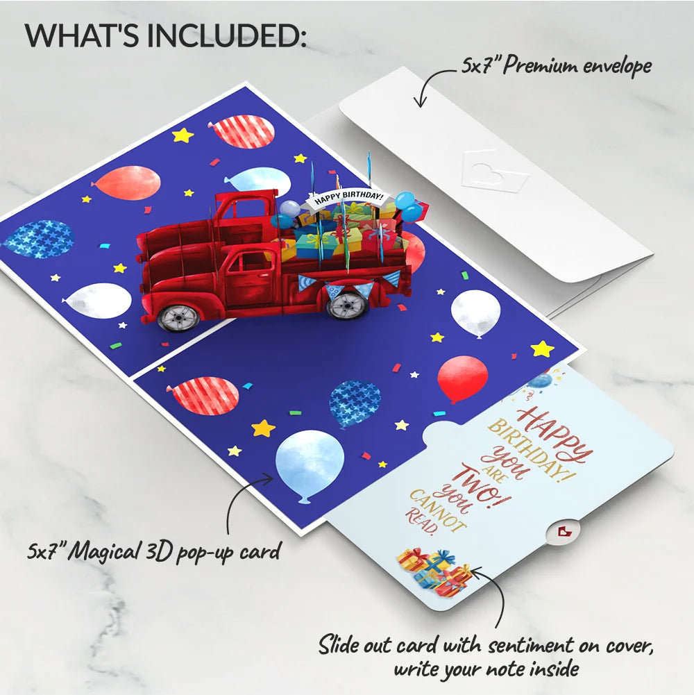Truckloads of Birthday Wishes Pop-Up Card and Cannot Read 2nd Birthday Sentiment Set